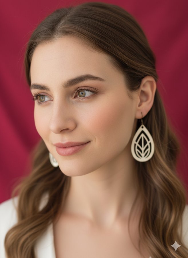Illustration de Boucles d’oreilles en bois. Pièce unique 