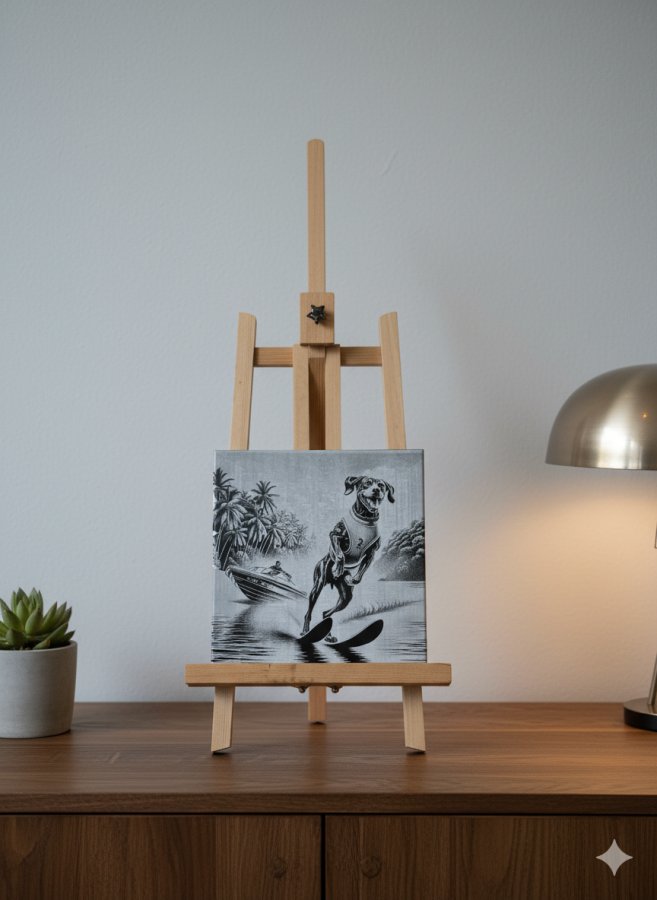 Illustration de Carrelage 20cm x 20cm chien ski nautique.