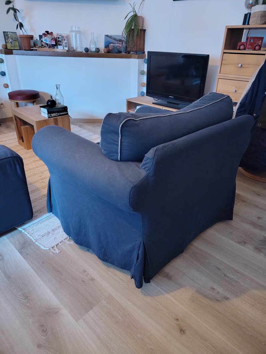 Illustration de Canapé et Fauteuil bleus 