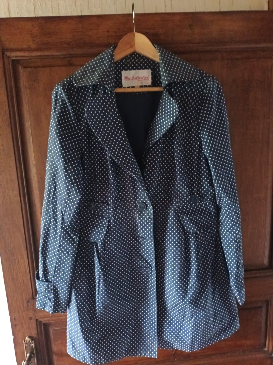 Image Imper sympa - style Parisien - à pois bleu et blanc - T 38