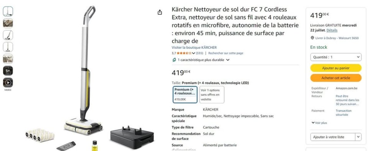 Illustration de Que me propose t'on pour ce karscher FC7 état neuf ?