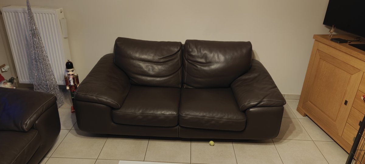 Illustration de Canapé 3 places + canapé 2 place + canapé 1 place en cuir (pleine fleur) marron 