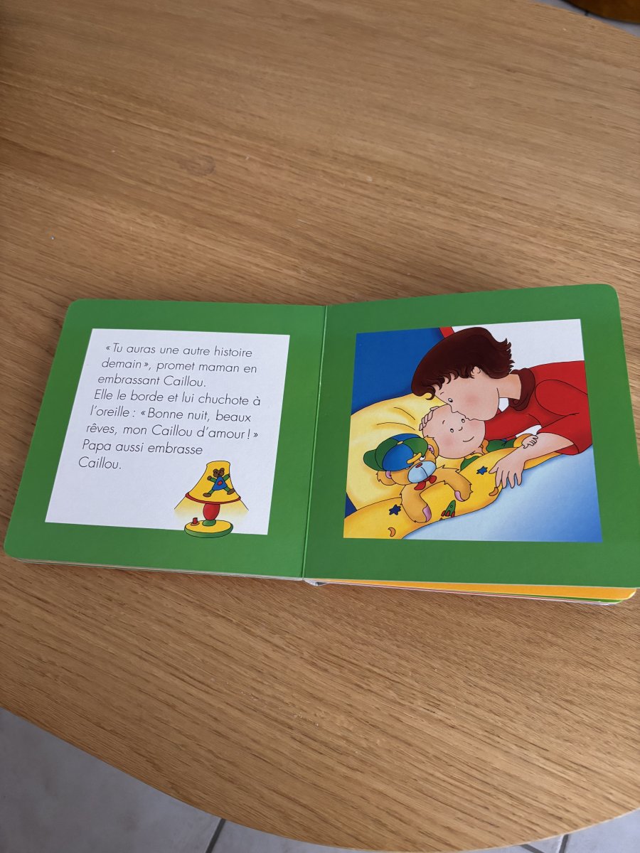 Illustration de Livre cartonné pour enfant Caillou Bonne nuit