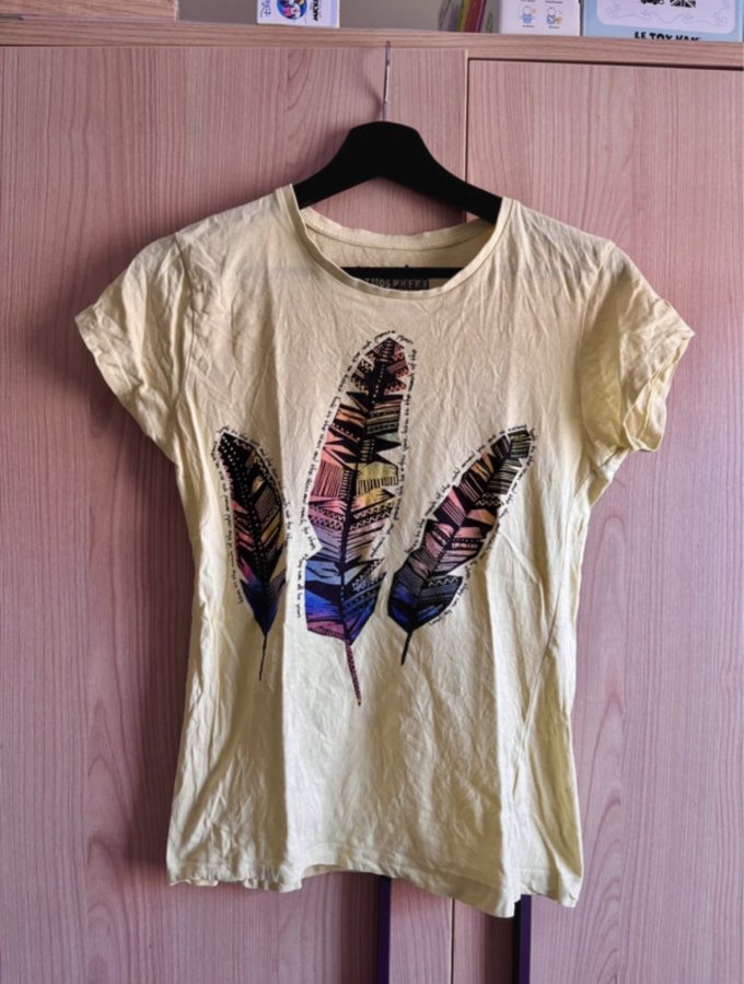 Image T-shirt avec jolies plumes colorées