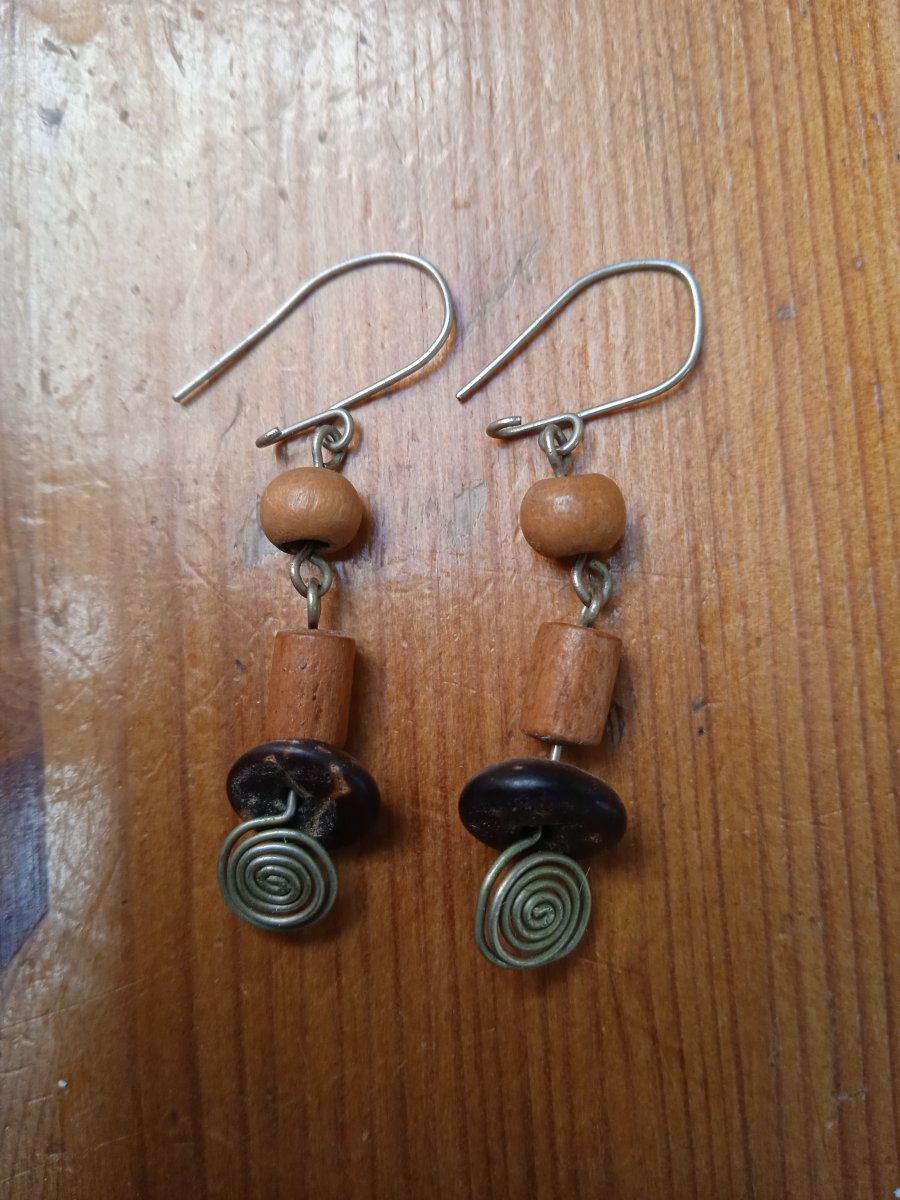 Illustration de boucles d'oreilles (bois) (Pérou)